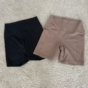 Yogalicious Lux Black and Tan Bike Shorts
